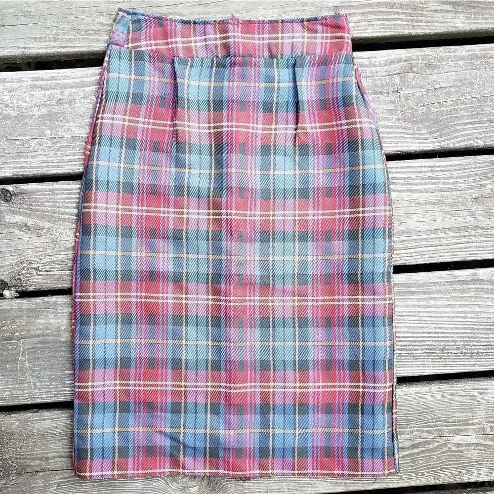 Homemade Plaid Pencil Skirt 24w - Picture 1 of 4